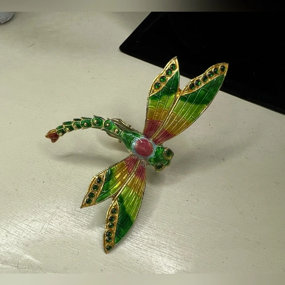 Vintage Chinese Cloisonné Enamel Articulated Dragonfly Pendant/Ornament